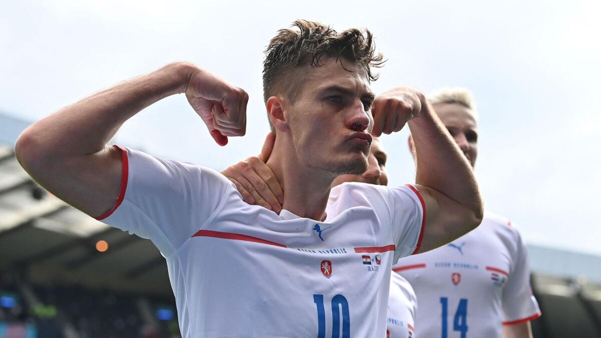 Czech Republic's Patrik Schick celebrates after scoring a goal. (AFP)