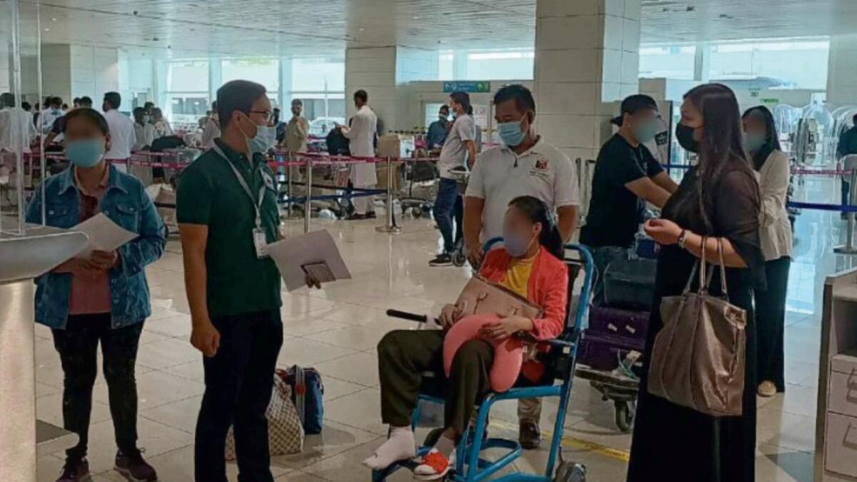 Passengers of an repatriation flights to the Philippines at the airport. — File photo