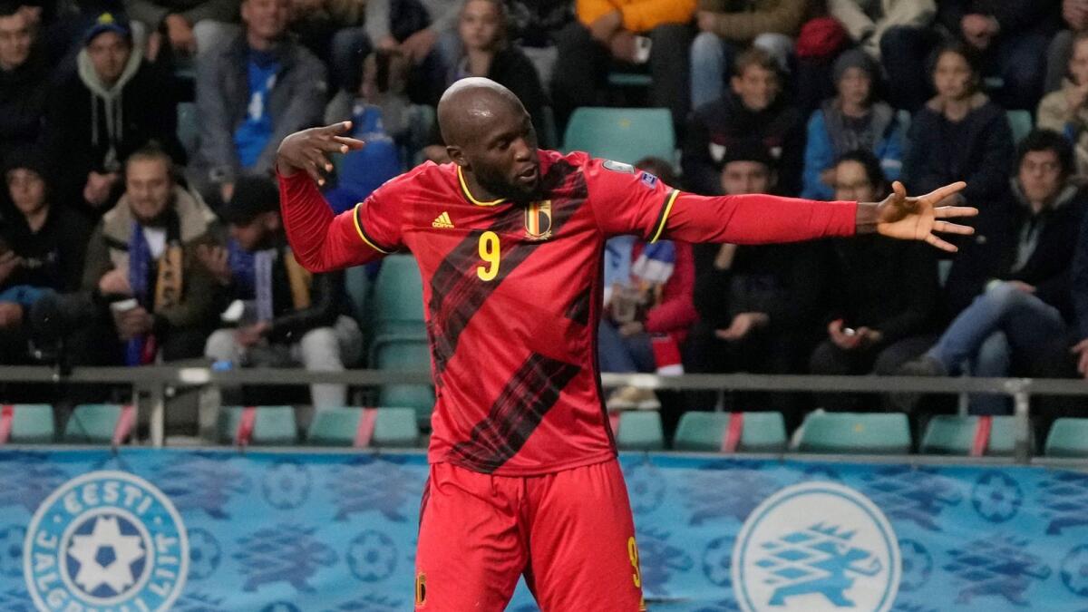 Belgium's Romelu Lukaku celebrates his goal against Estonia. — Reuters