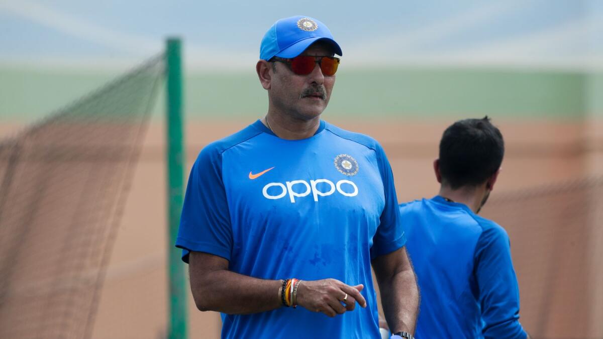 Ravi Shastri during a training session. — AP