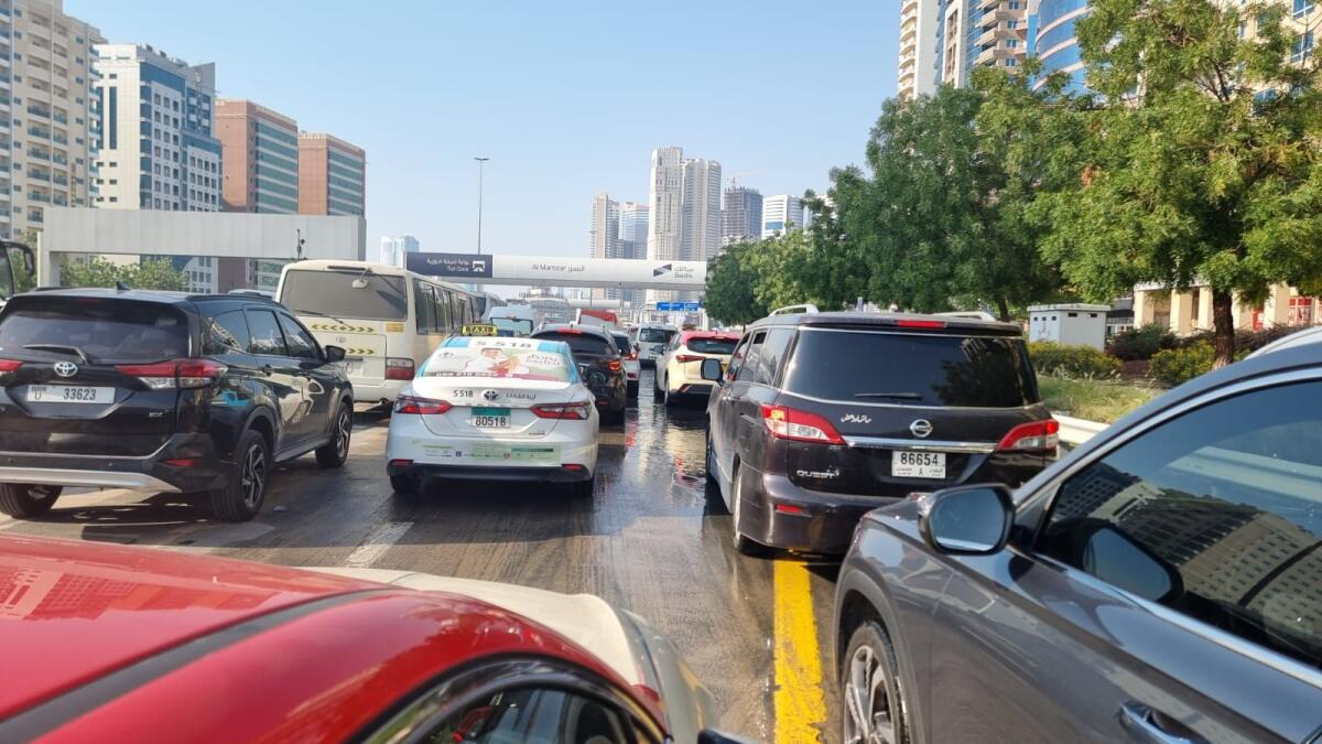Traffic on Al Ithihad road towards Al Nahda Dubai, April 20. KT Photo: Shihab