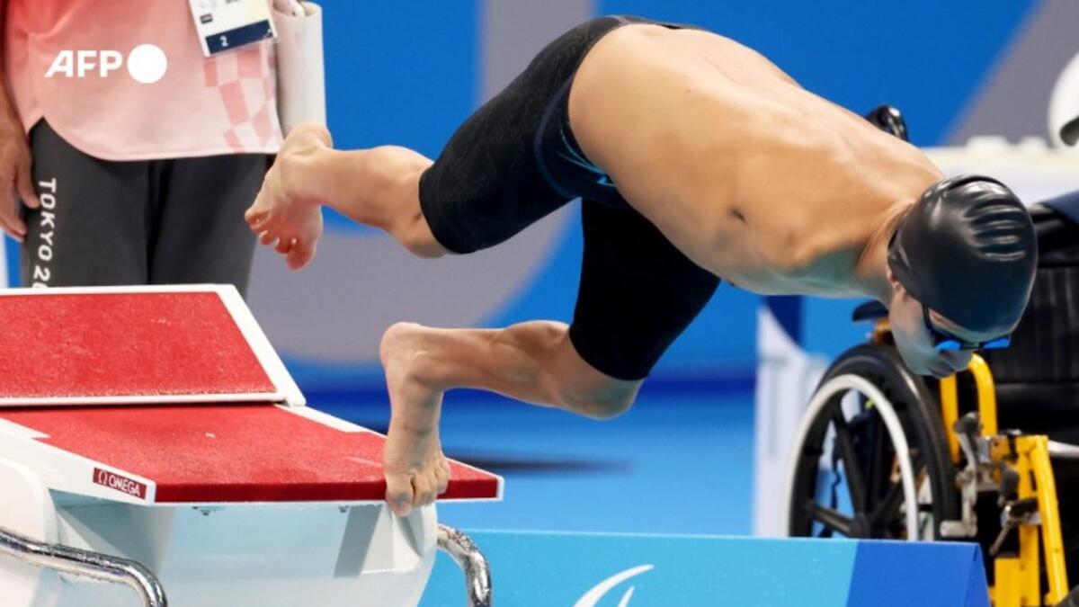 Afghanistan-born swimmer Abbas Karimi at the Tokyo Paralympics. (AFP Twitter)