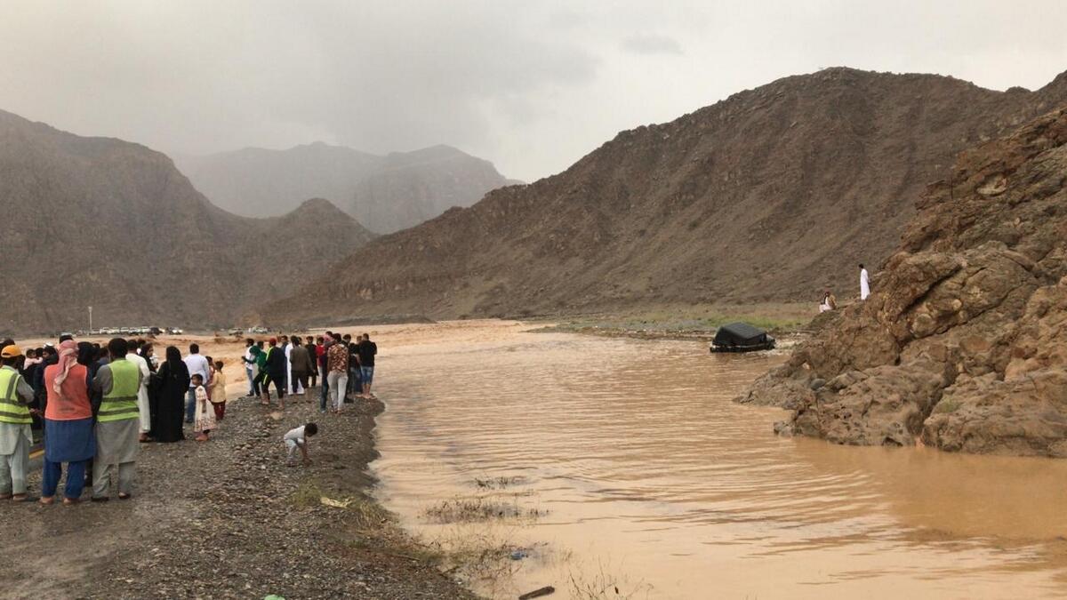 Video: Car swept away in flash flood on UAE mountain