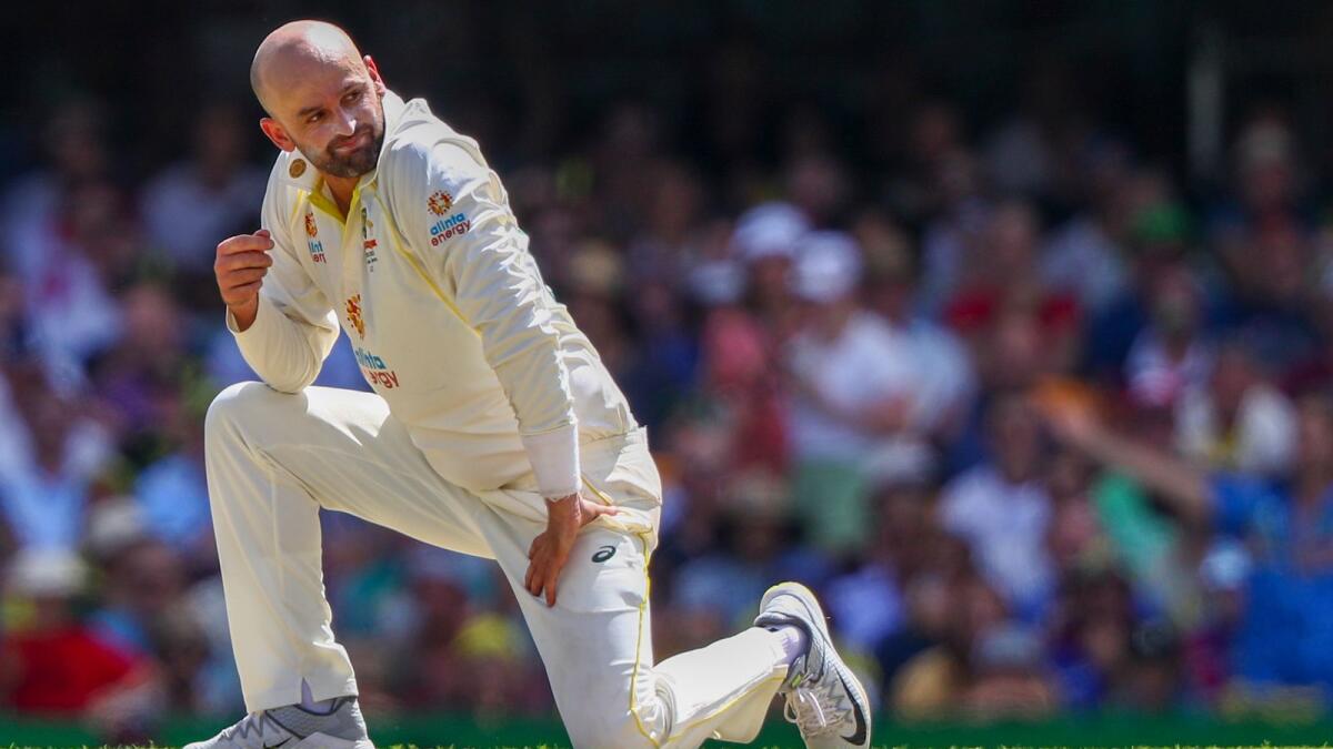 Australia's Nathan Lyon during the first Ashes Test at the Gabba in Brisbane. — AP