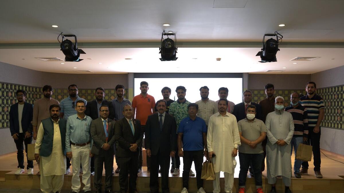 Pakistan Ambassador to the UAE Afzal Mahmood, Nofel Daud, group head of retail banking at BoP, and participants of the webinar organised by the Bank of Punjab at Pakistan pavilion at Expo 2020 Dubai. -- Supplied photo