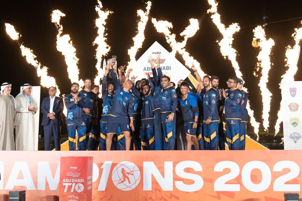 Deccan Gladiators celebrate winning the title. — Abu Dhabi Cricket