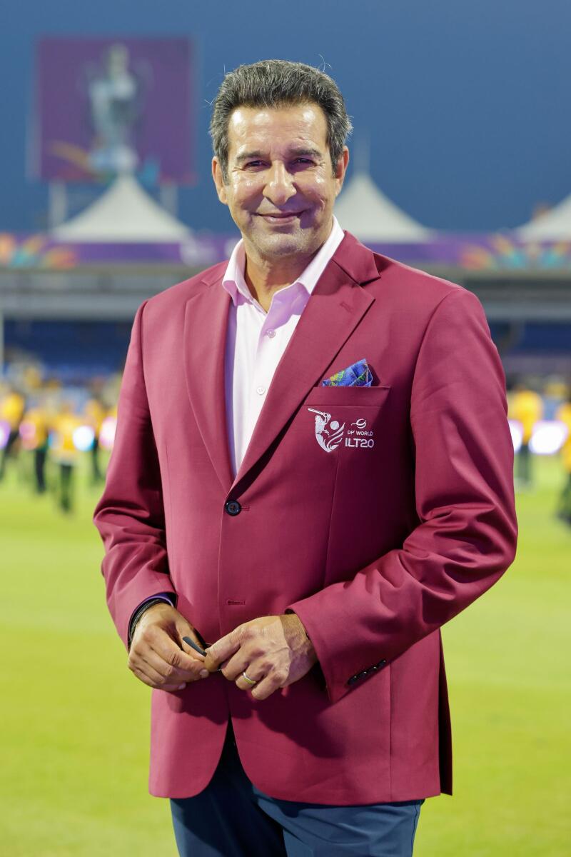 Wasim Akram at the Sharjah Cricket Stadium during the ILT20. — Picture courtesy ILT20