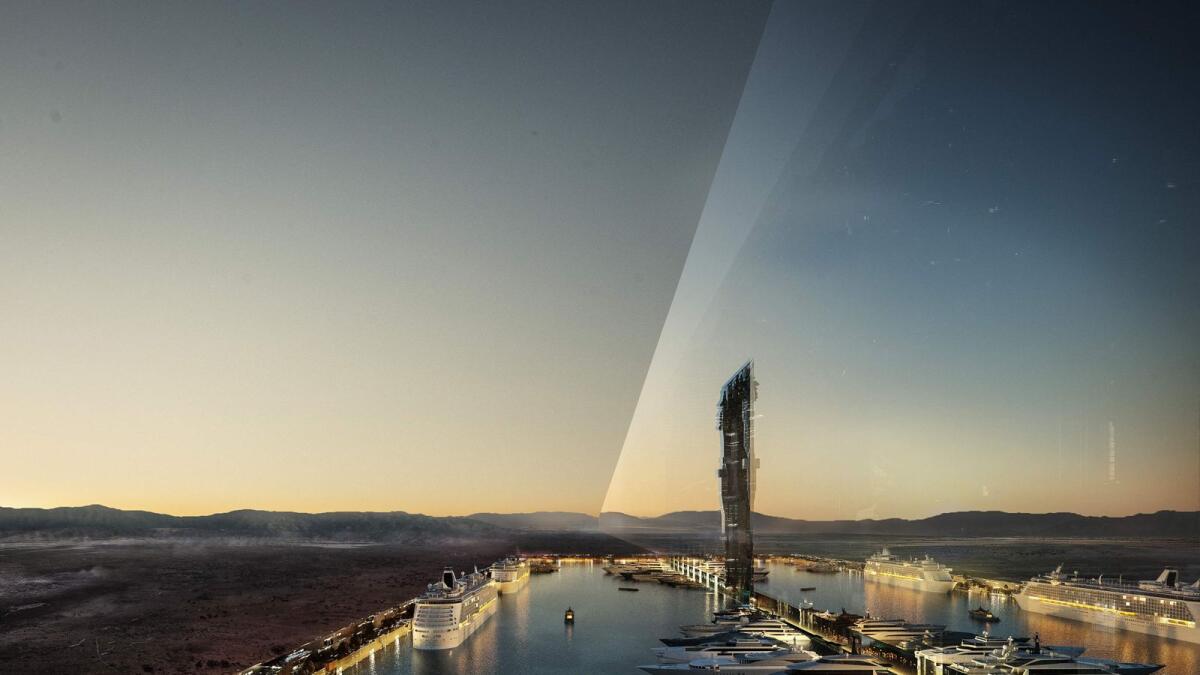 A futuristic megacity in Saudi Arabia will feature two massive, mirror-encased skyscrapers that extend over 170 kilometres of desert and mountain terrain, ultimately housing nine million people. — AP