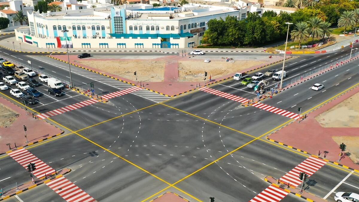 UAE roundabout, removed, converted, intersection, ease traffic