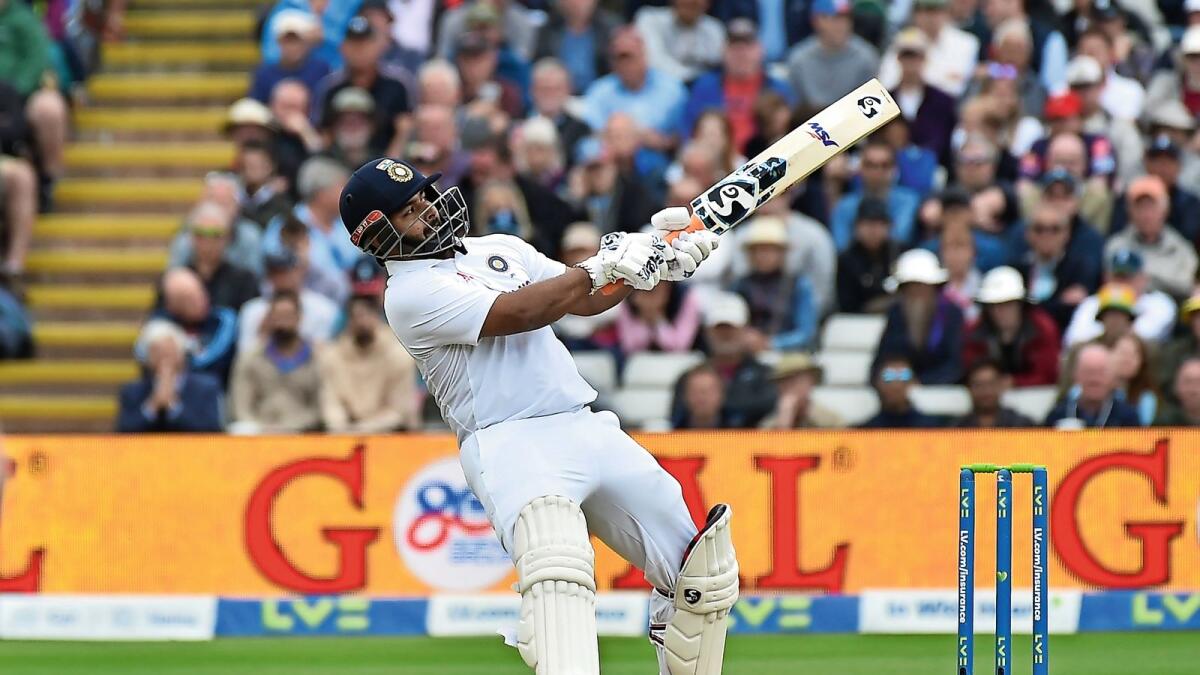 India's Rishabh Pant plays a shot during the first day of the fifth Test against England in Birmingham on Friday. — AP