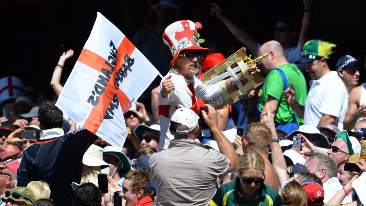 England's Barmy Army cricket supporters chant during the fourth Ashes Test at the Melbourne Cricket Ground on December 26, 2013. (AFP file)
