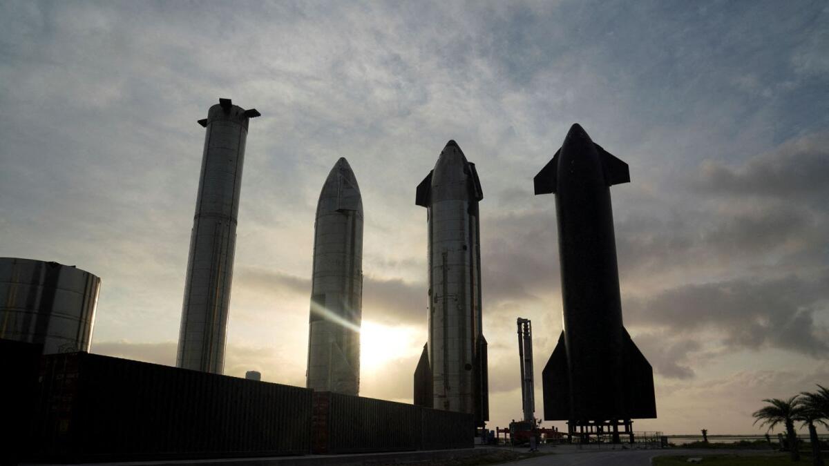 Starship prototypes are pictured at the SpaceX South Texas launch site in Brownsville, Texas. — Reuters