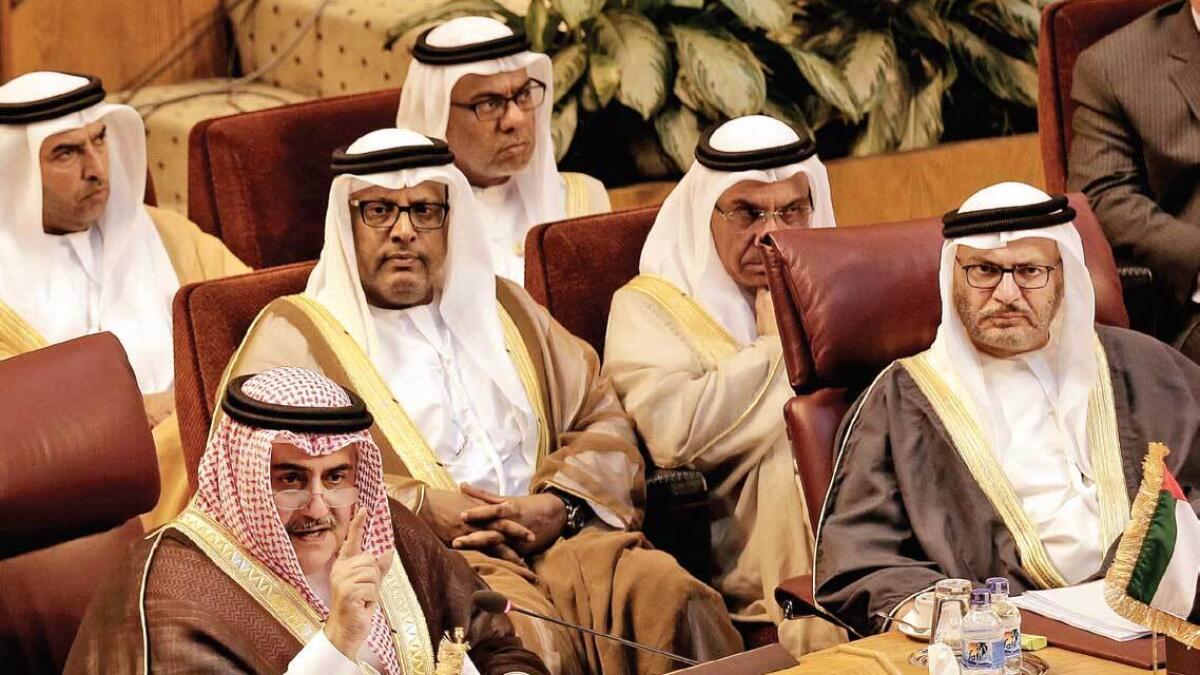SPECIAL MEET: Arab foreign ministers, including UAE Minister of State for Foreign Affairs Dr Anwar Gargash, meet in Cairo. — AP
