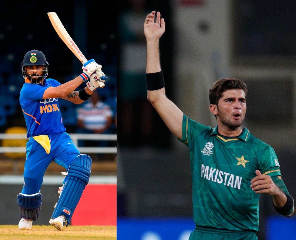 Virat Kohli (left) withstood an inspired Pakistan bowling attack to to help India win by five wickets in the 2016 Asia Cup. But Shaheen Shah Afridi's stunning spell earned Pakistan their first win in a World Cup game against India last year. (Agencies)