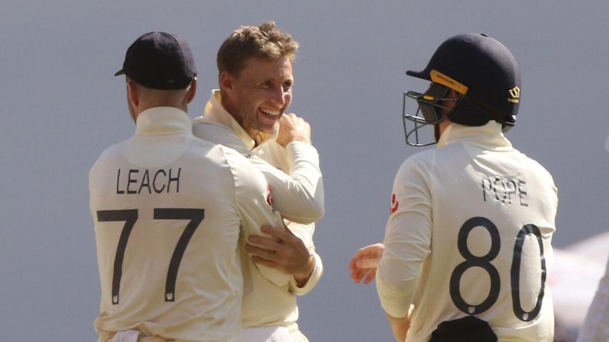 Joe Root finishes with 5 for 8. — Twitter
