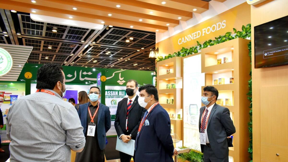 Ahmed Amjad Ali, Consul General of Pakistan in Dubai, visited different stalls at the Gulfood 2021 and interacted with the exhibitors. — Supplied photo