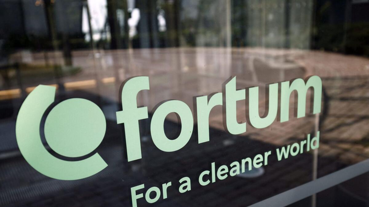The logo of energy company Fortum, the Finnish state-owned parent company of energy company Uniper, is pictured at the Fortum headquarters in Espoo, Finland.  German gas company Uniper said on September 20, 2022 it was close to being nationalised by Berlin, as it struggled to cope with soaring prices for the fuel in the wake of the Russian attack on Ukraine. — AFP