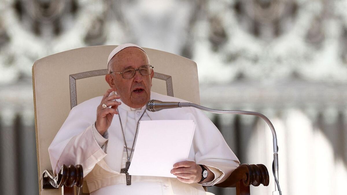 Pope Francis holds the weekly general audience in St. Peter's Square at the Vatican on Wednesday. — Reuters
