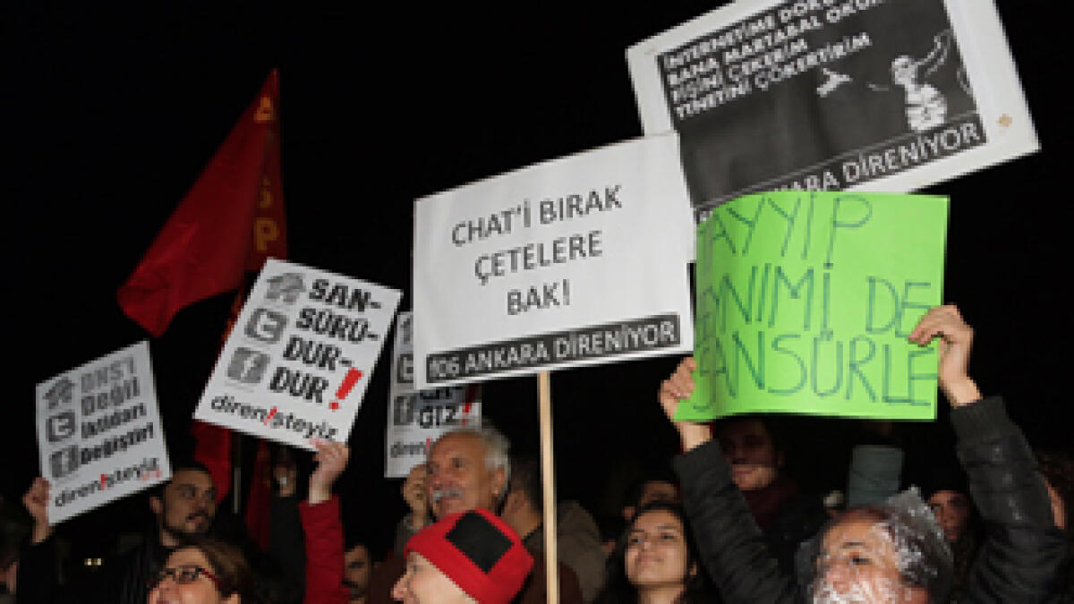 Turkish police break up violent Internet protest