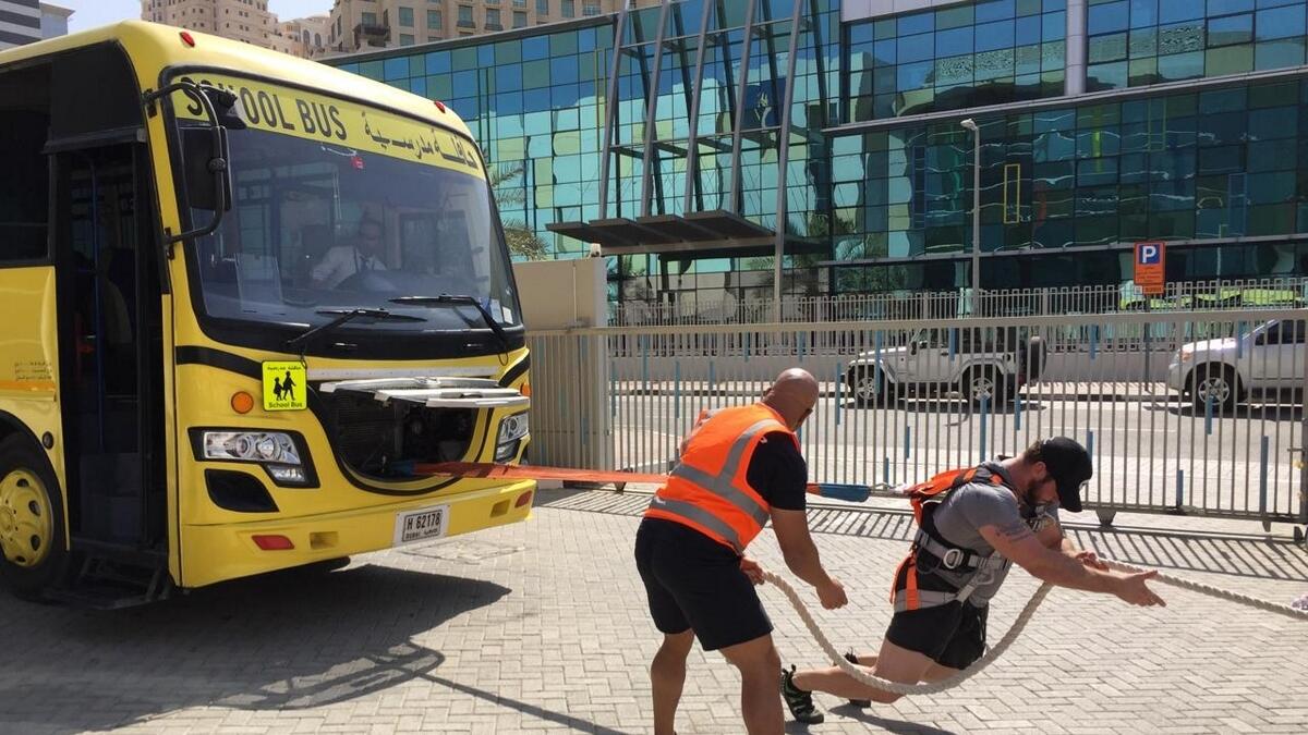 Beast in Middle East: Watch as strongman pulls a 15-tonne bus
