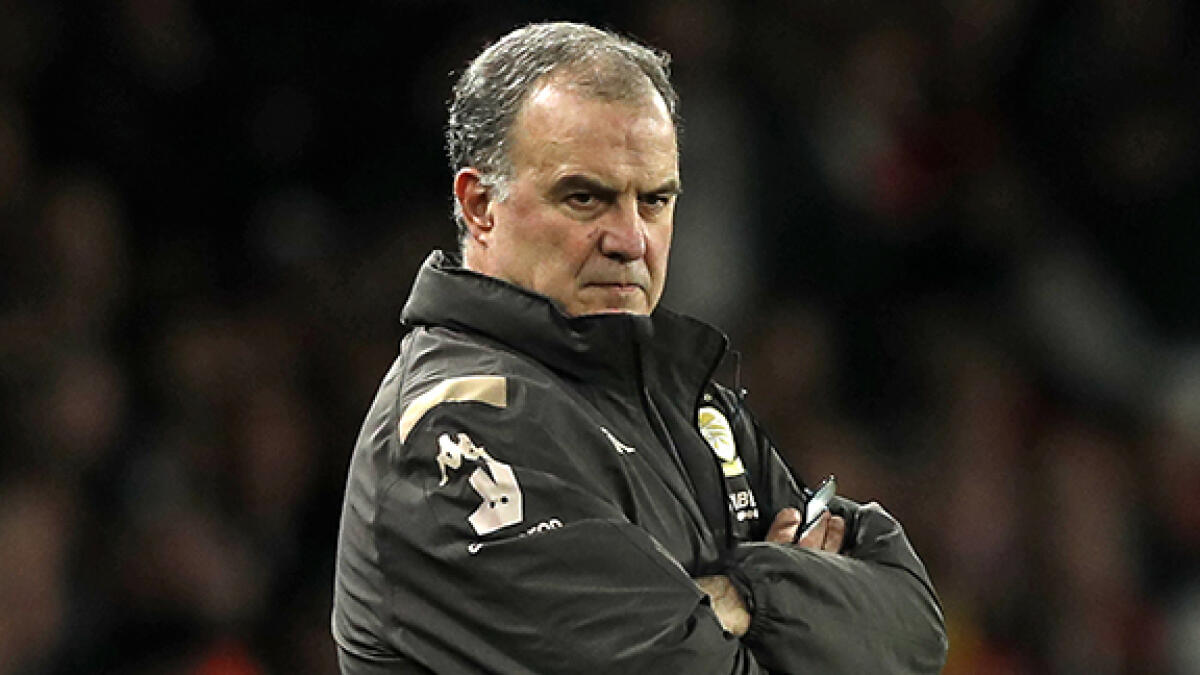 Leeds manager Marcelo Bielsa has few trophies to his name but he is revered by Pep Guardiola.-- AFP