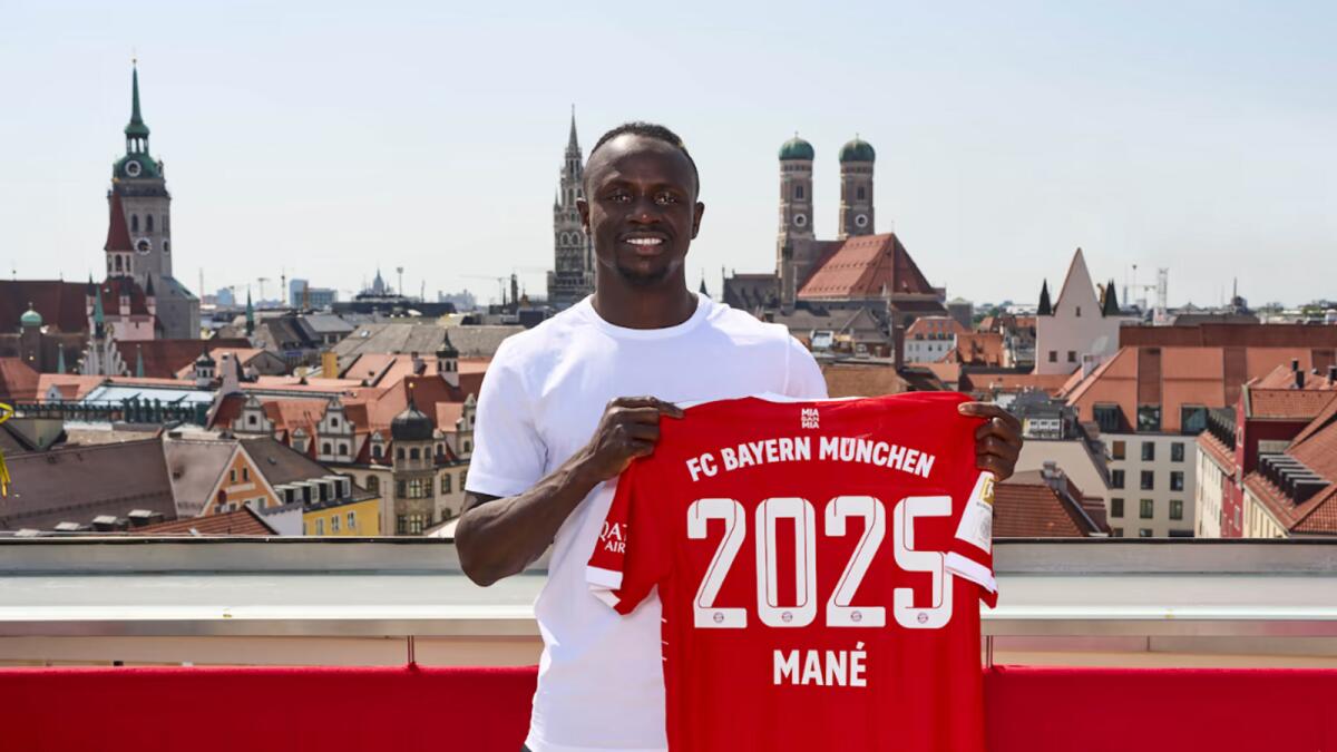 Sadio Mane after signing with German giants Bayern Munich. — Bayern Munich website