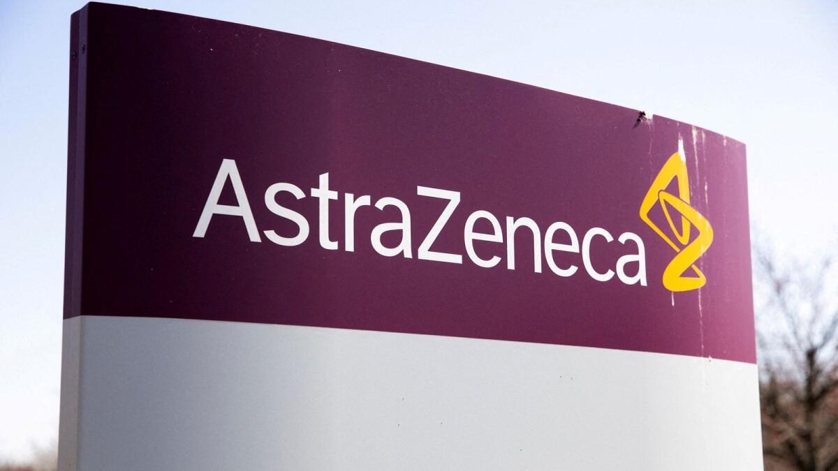 The logo for AstraZeneca is seen outside its North America headquarters in Wilmington, Delaware, US. Astra said the majority of Vaxzevria revenue this year was set to come from initial contracts struck as the pandemic took hold. — Reuters file photo
