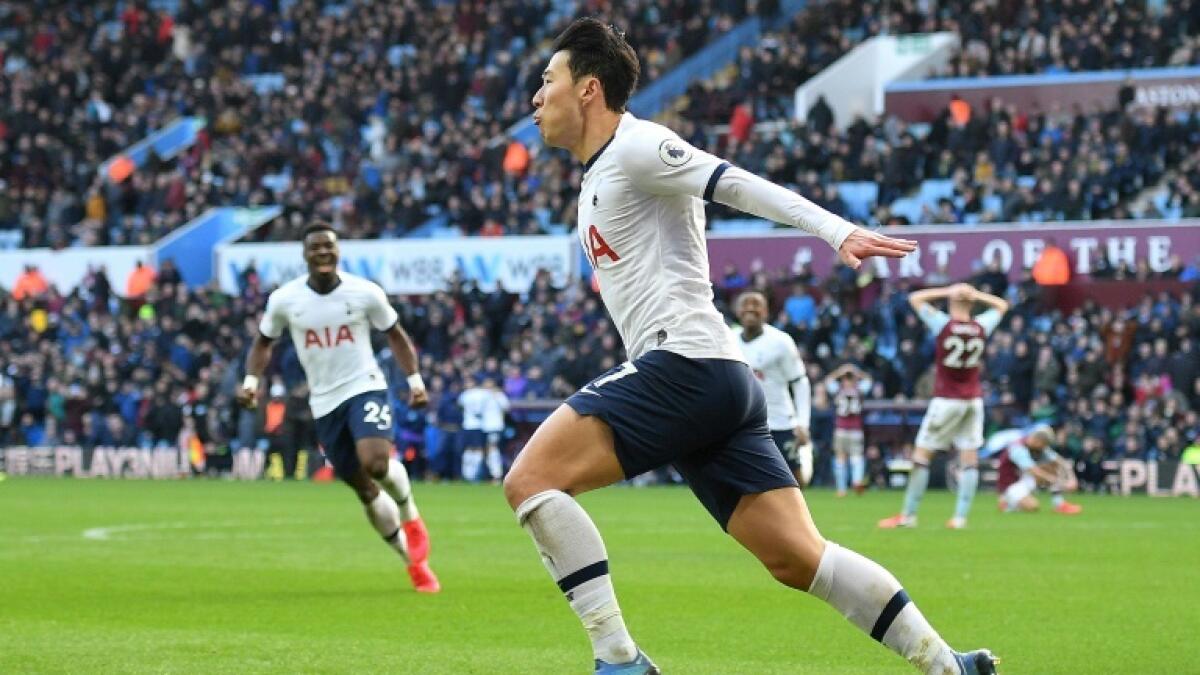 Son Heung-Min broke his arm early in the game against Aston Villa in February but stayed on the field and scored the winning goal. - AFP file