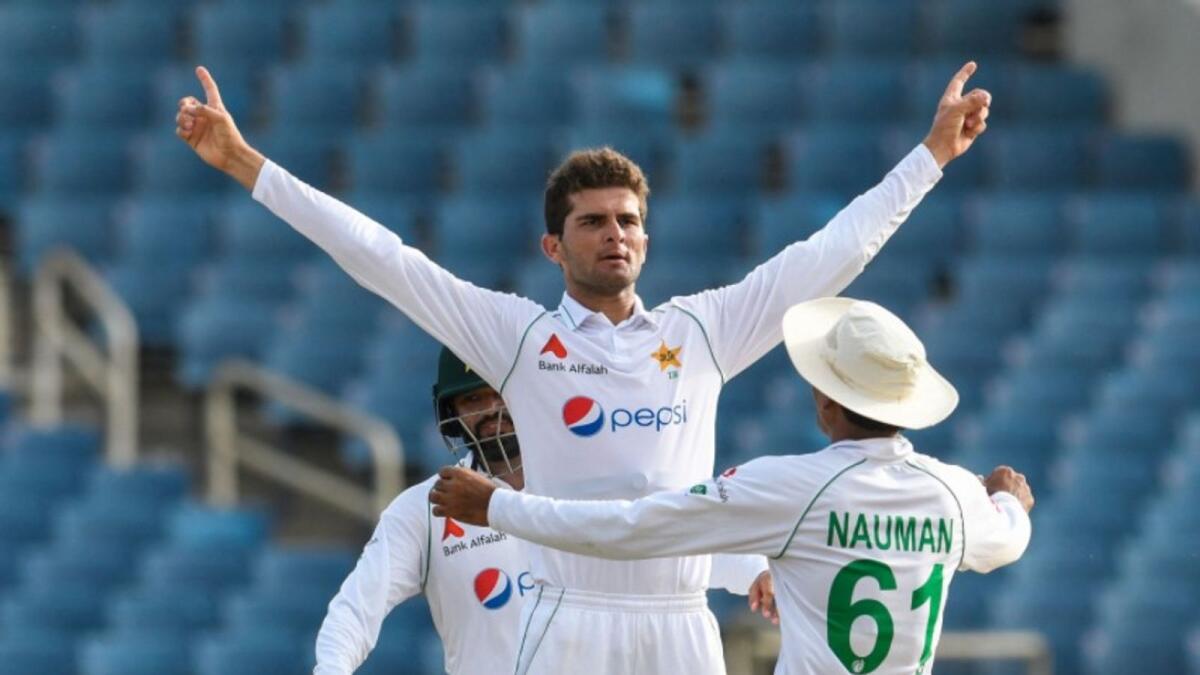 Shaheen Shah Afridi celebrates a wicket. (ICC Twitter)