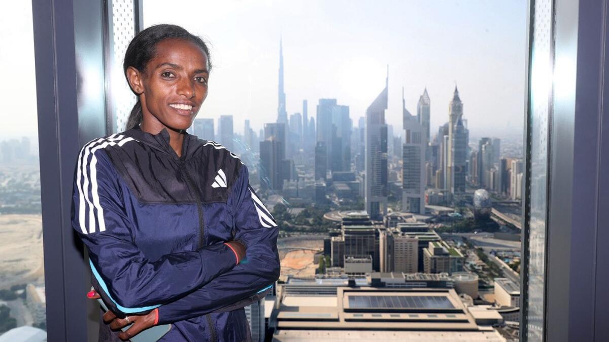 Defending women’s champion Dera Dida takes in the sights of Dubai prior to defending her title in the 2024 Dubai Marathon. - Supplied photo