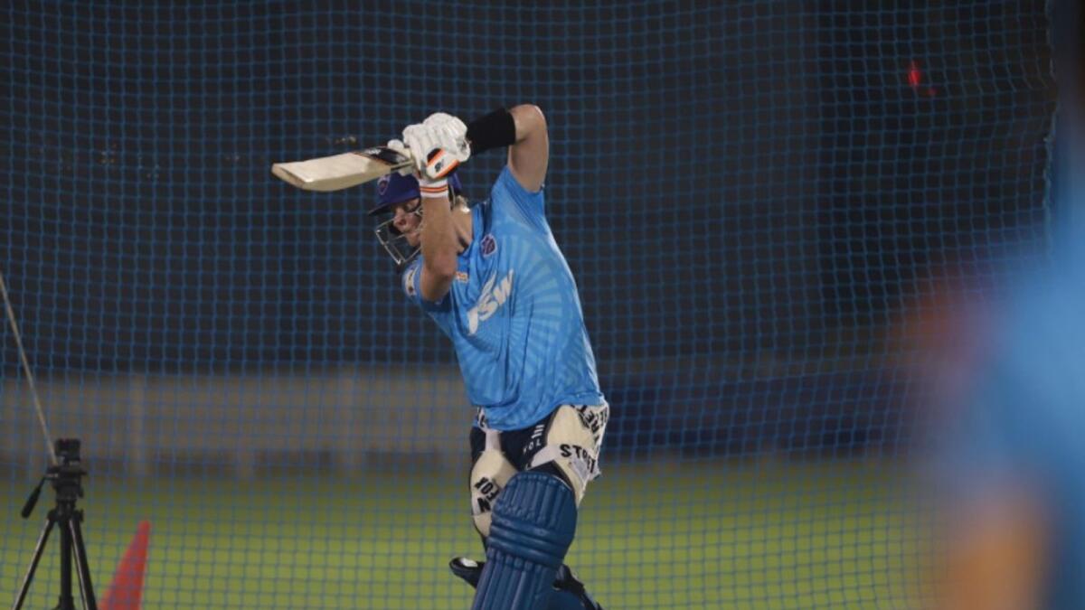 Steve Smith bats during a net session. (Delhi Capitals)