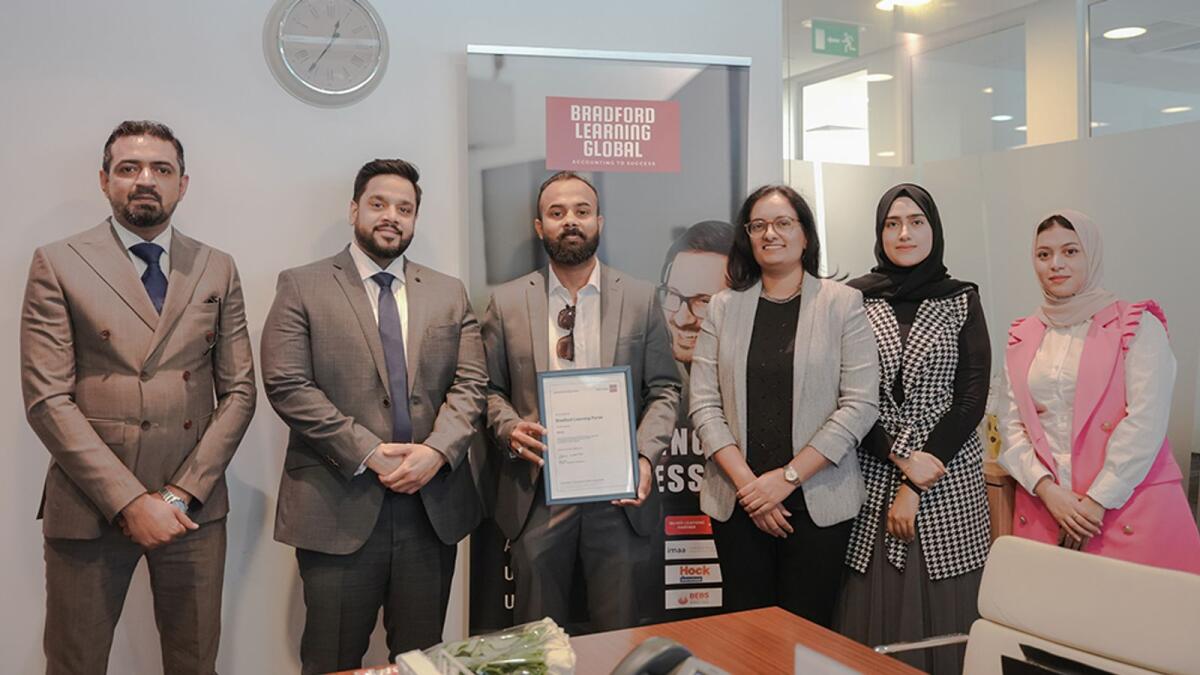 Bradford Learning Team with ACCA Middle East officials during the Gold Approved Partner certificate handover meeting
