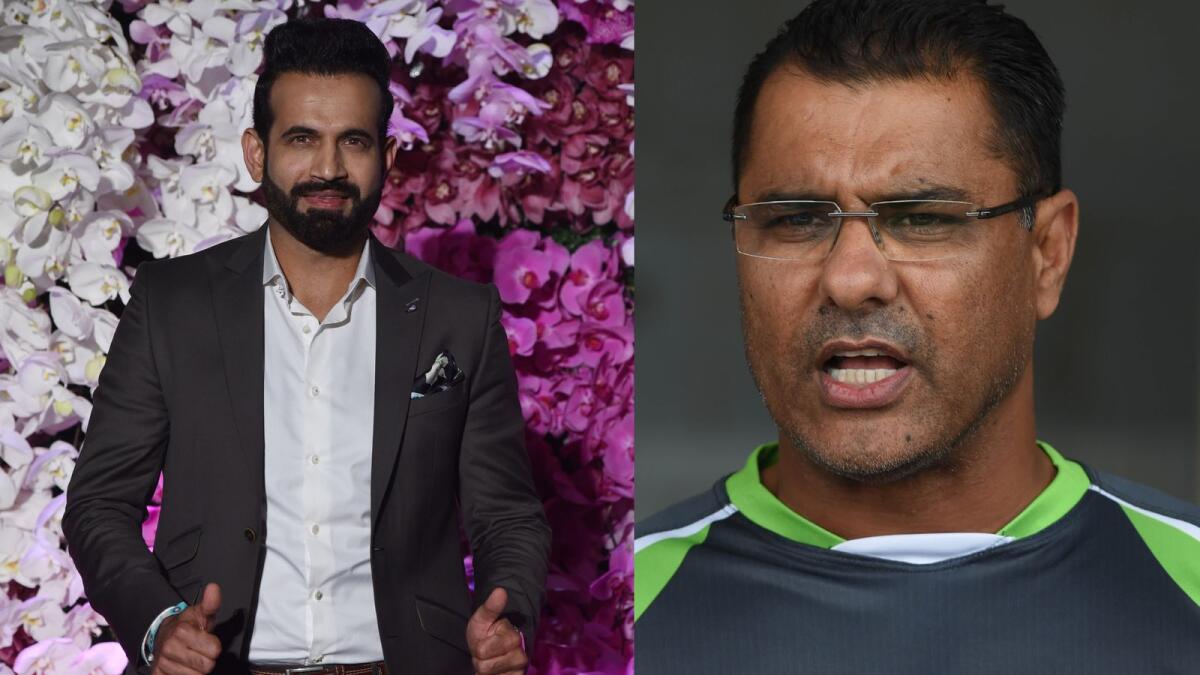 Former Indian all-rounder Irfan Pathan (left) and former Pakistan fast bowler Waqar Younis. (AFP)