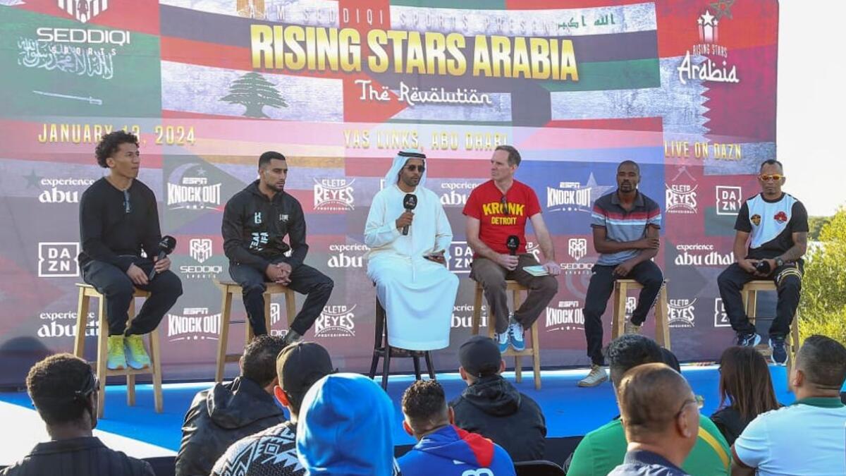 Promoter Ahmed Seddiqi and athletes at the press conference on Friday. - Supplied photo