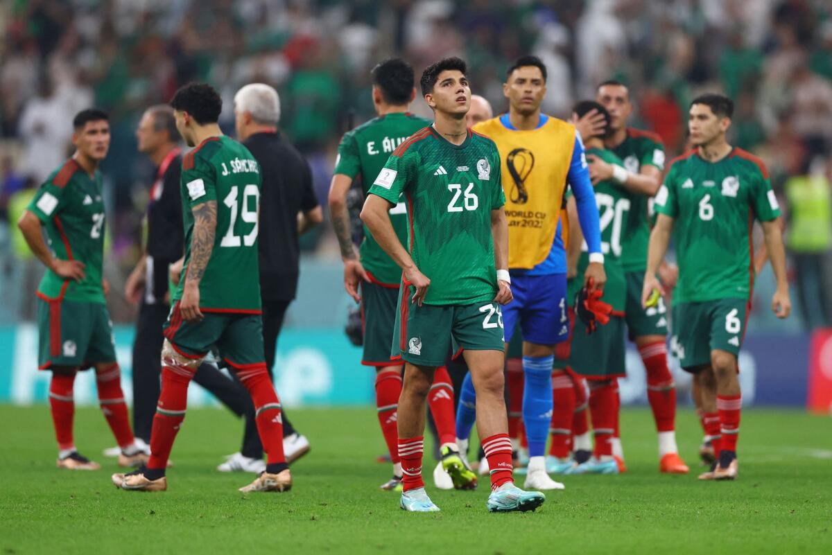Mexico's Kevin Alvarez looks dejected after being eliminated from the World Cup. Photo: Reuters