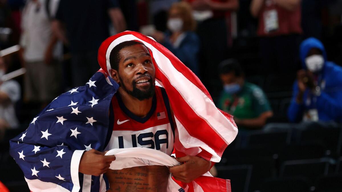 Kevin Durant of the United States celebrates after winning the gold medal match against France. — Reuters