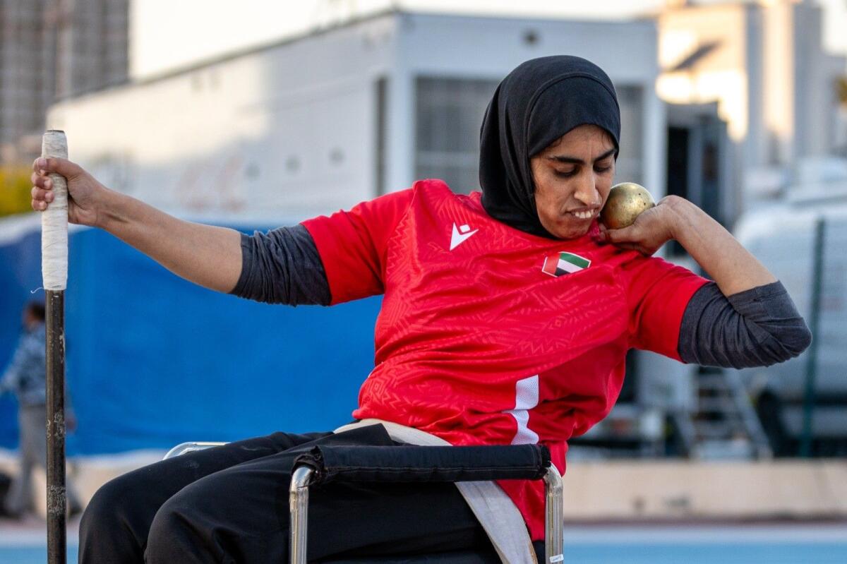 Noura Alketbi won silver in the wheelchair women shot put final F32.- Supplied photo