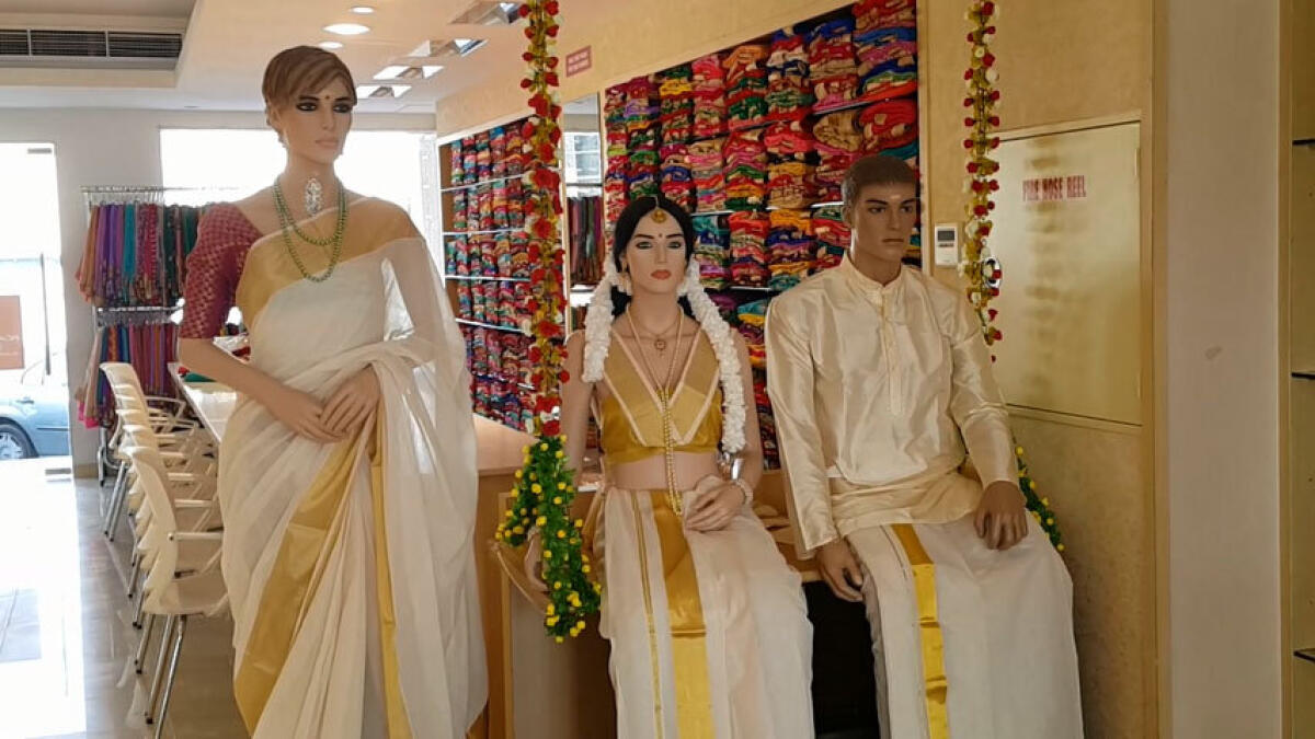 Onam decorations at Kalyan Silk in Karama. Photo by Nilanjana Gupta/Khaleej Times