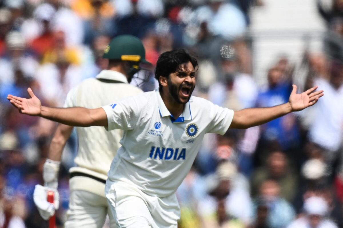India's Shardul Thakur appeals for a wicket. — AFP