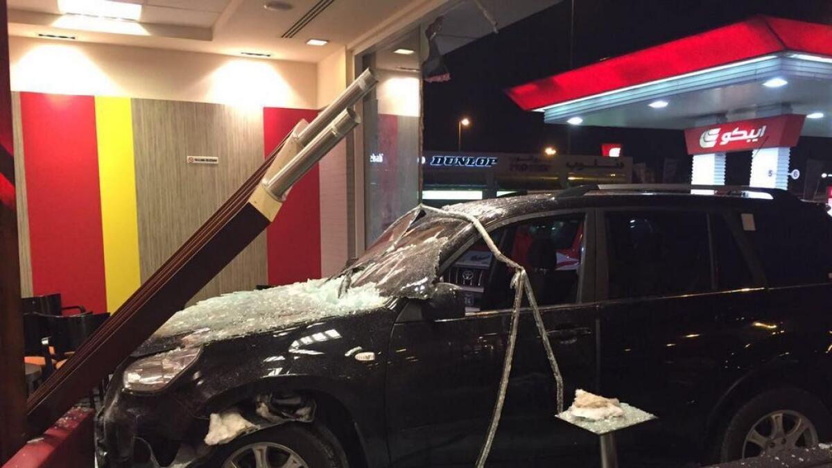 Woman rams car into Ajman restaurant, four diners injured