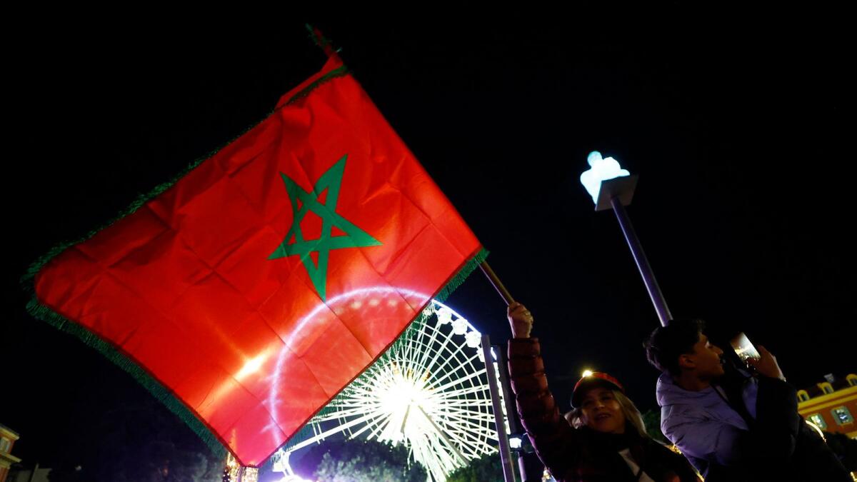 Morocco fans celebrate in Nice, France, after the match. — Reuters
