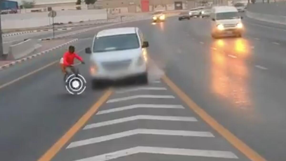 Caught on camera: Speeding car hits cyclist on UAE road