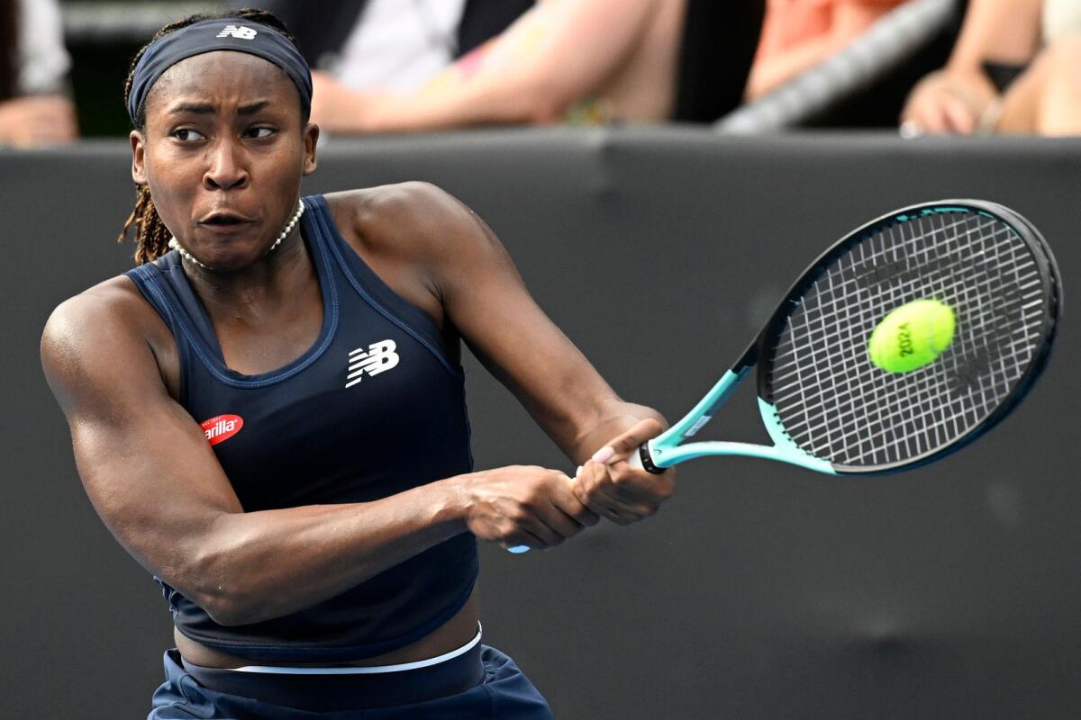 Coco Gauff of the United States plays a backhand return during the final of the ASB Tennis Classic in Auckland, New Zealand. - AP