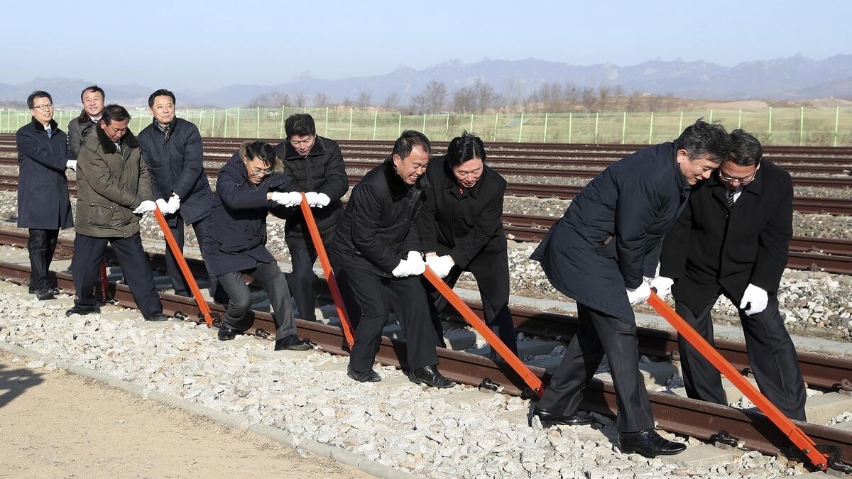 Koreas break ground on railways