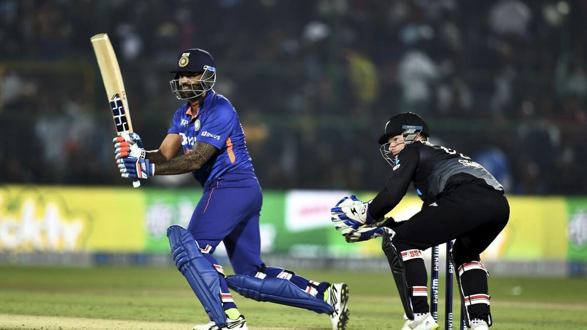 India's Suryakumar Yadav plays a shot during the first T20 match against New Zealand. (PTI)