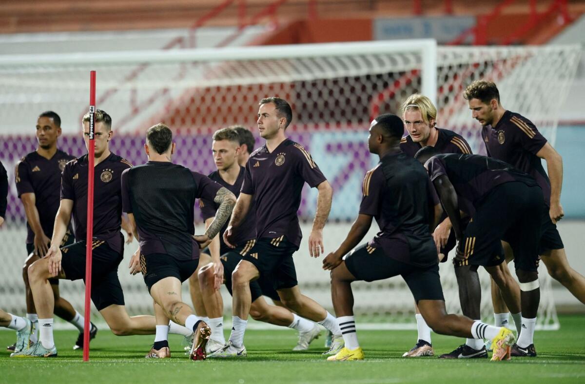 German players during a training session. — Reuters