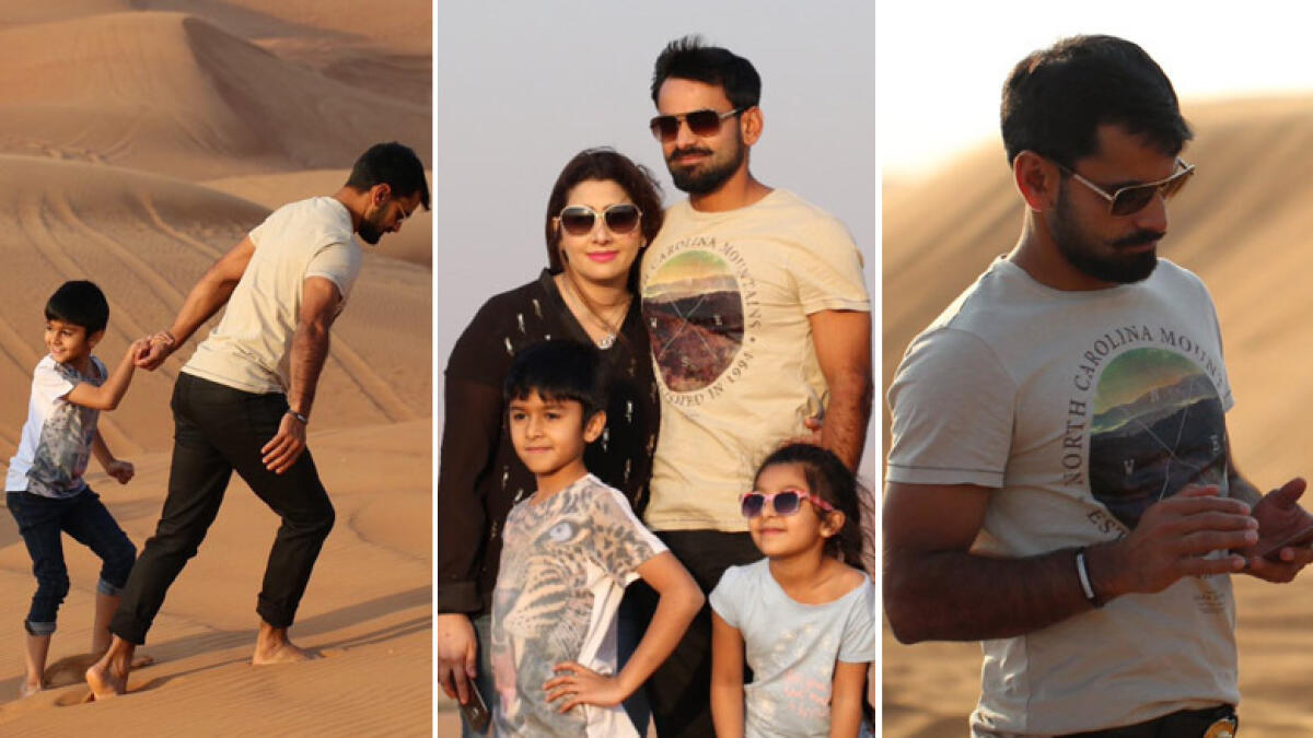 PHOTOS: Cricket star Hafeez, family go for Dubai desert safari