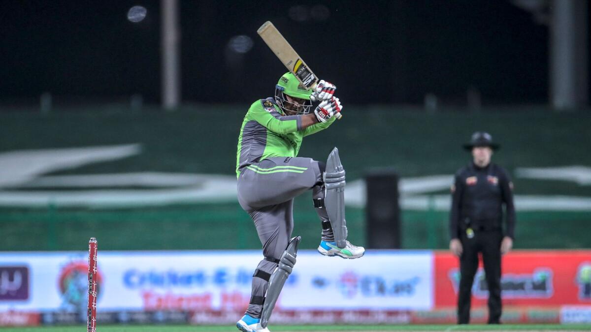 Qalandars' Sharjeel Khan hit brilliant 40 runs to fire his team to victory over Team Abu Dhabi. — Supplied photo