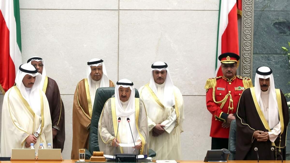 The Amir of Kuwait, His Highness Sheikh Sabah Al Ahmad Al Jaber Al Sabah (C) at the opening ceremony of the new legislative year at the National Assembly in Kuwait City, on October 24, 2017.- AFP file photo