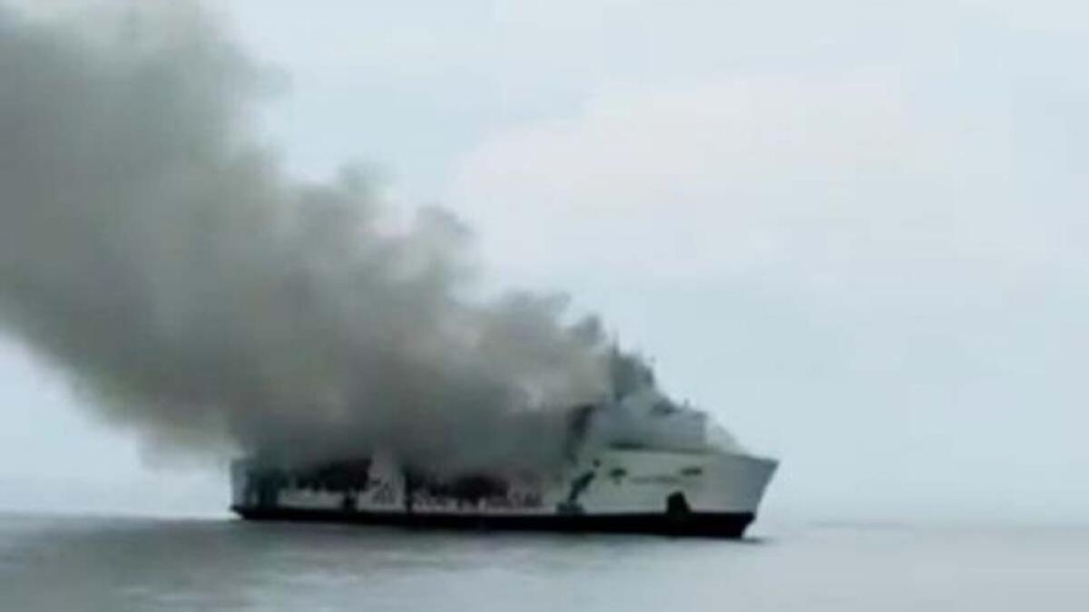 jakarta, indonesia, fire on ship